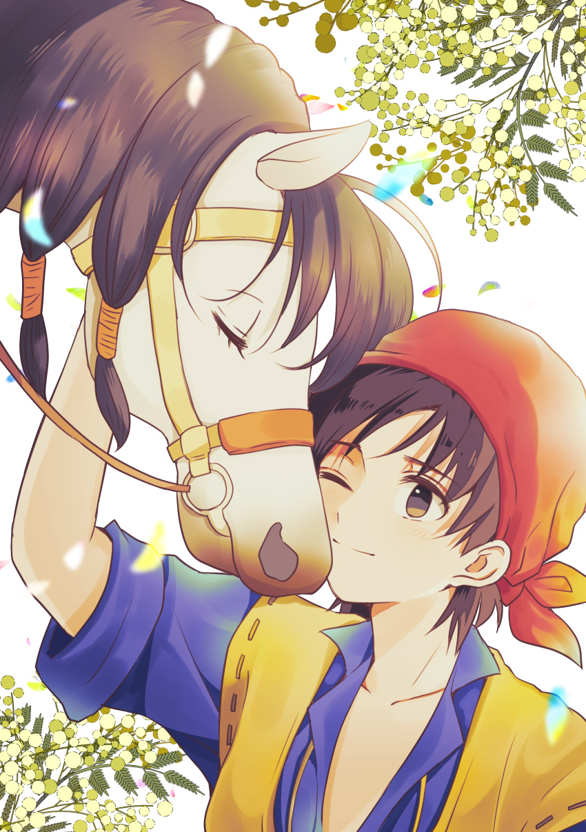 1boy, absurdres, alternate_form, bandana, black_hair, brown_eyes, c-diamond, closed_mouth