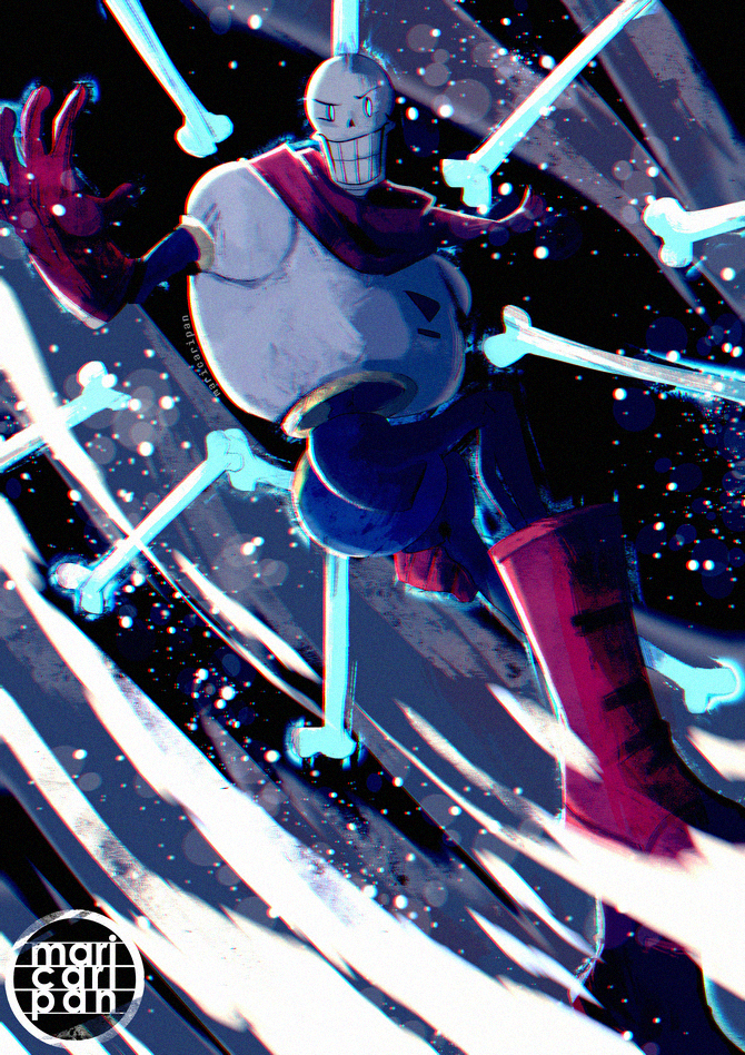 1boy, 2017, 2d, artist_logo, artist_name, bone, boots, chromatic_aberration