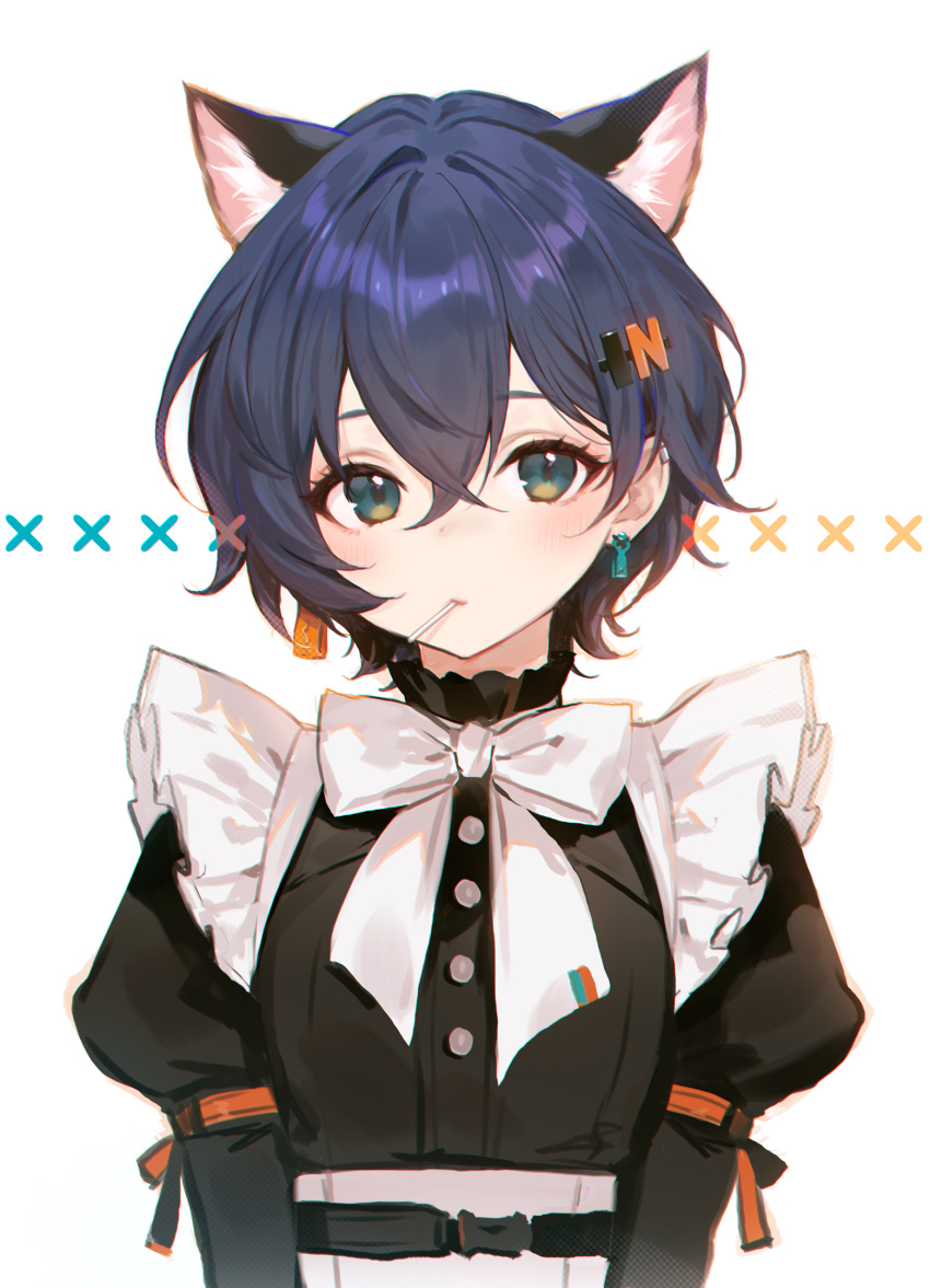 1girl, adelie_cat, alternate_costume, animal_ear_fluff, animal_ears, aqua_eyes, belle_(zenless_zone_zero), black_dress
