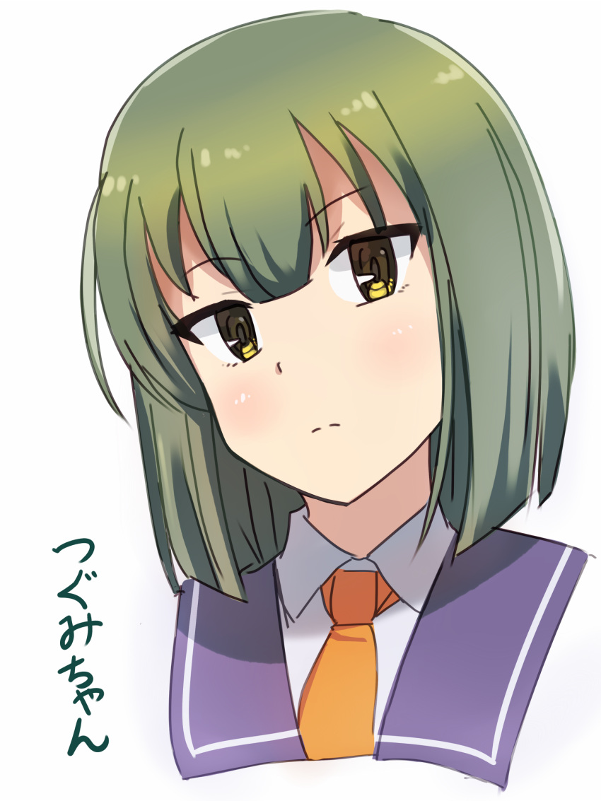 1girl, ban_tsugumi, bob_cut, brown_eyes, closed_mouth, collared_shirt, commentary_request, cropped_shoulders