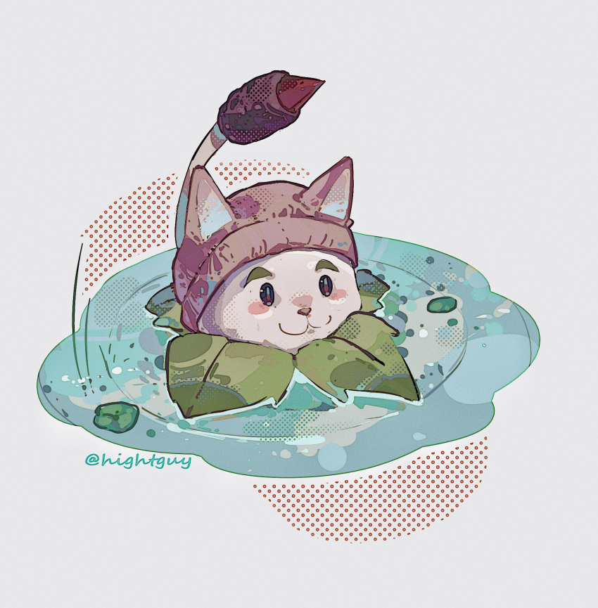 :3, animal_ears, cat, cat_ears, cattail_(plants_vs_zombies), highres, hightguy, leaf