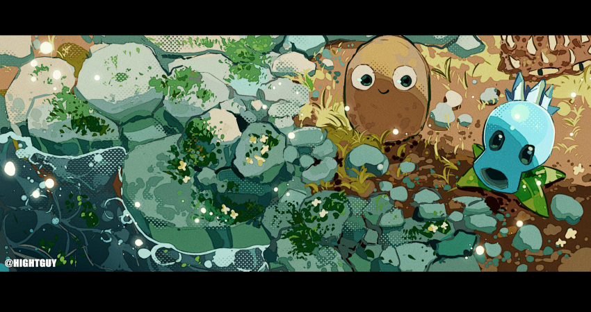 highres, hightguy, letterboxed, no_humans, plant, plants_vs_zombies, snow_pea_(plants_vs_zombies), wall-nut_(plants_vs_zombies)