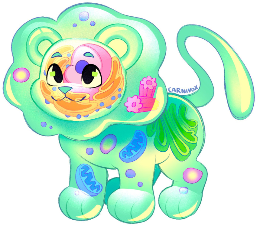 :3, animal, animal_focus, carnivox, cell_(biology), commentary, english_commentary, full_body