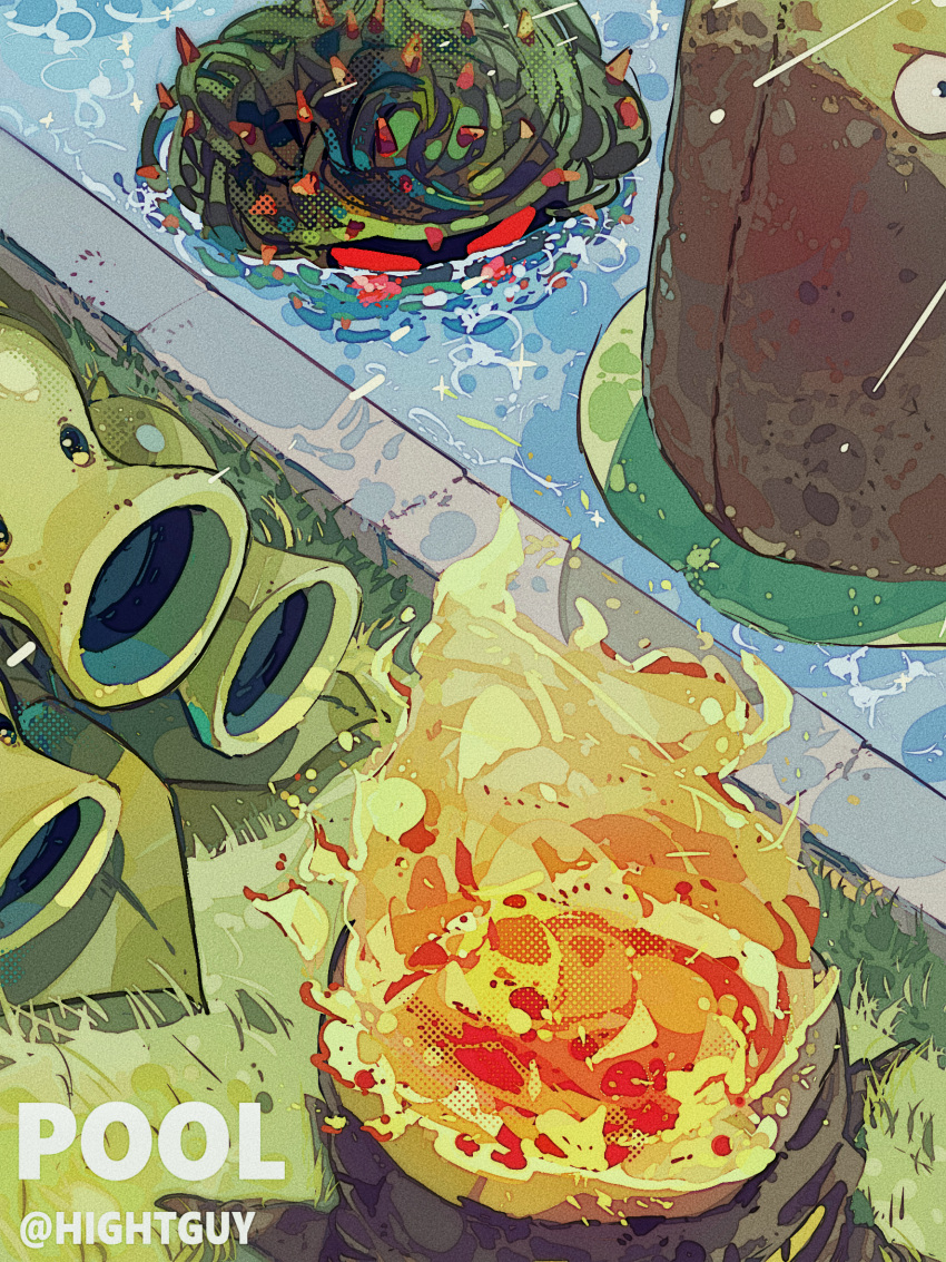 day, grass, highres, hightguy, lily_pad_(plants_vs_zombies), no_humans, outdoors, plant