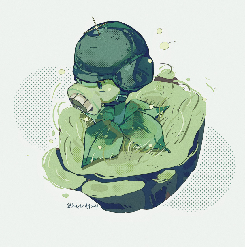 gatling_pea_(plants_vs_zombies), grass, helmet, highres, hightguy, no_humans, plant, plants_vs_zombies, white_background