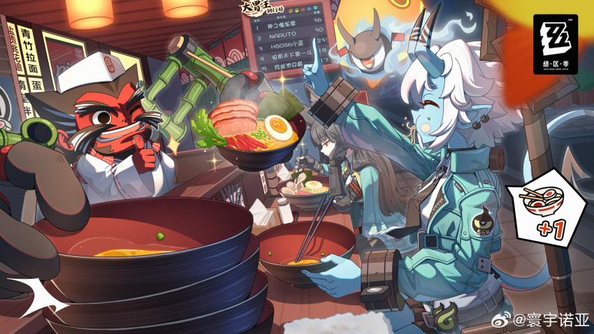 1boy, 2girls, ;d, ^_^, absurdres, animal_ears, artist_name, belt