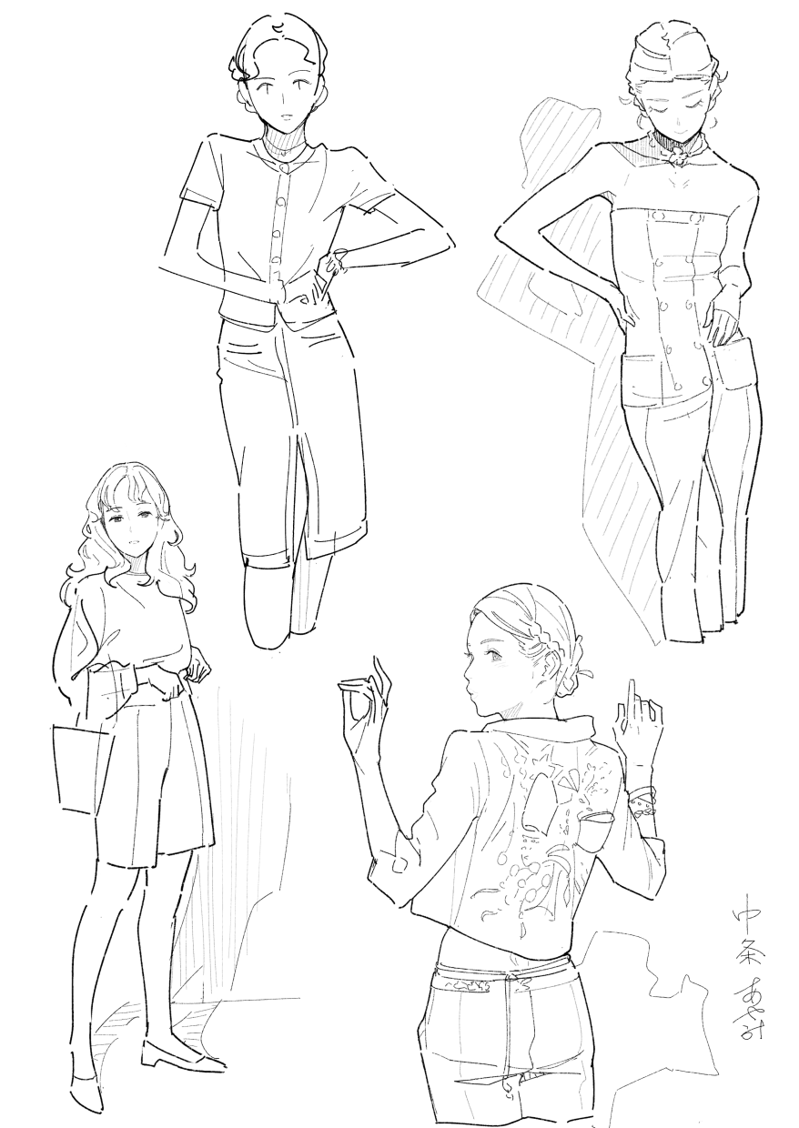 2girls, bag, bare_shoulders, braid, collage, dress, elbow_carry, greyscale