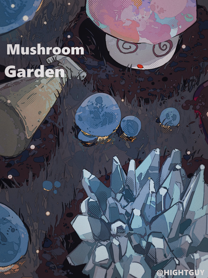 crystal, fireflies, grass, highres, hightguy, hypno-shroom_(plants_vs_zombies), mushroom, night
