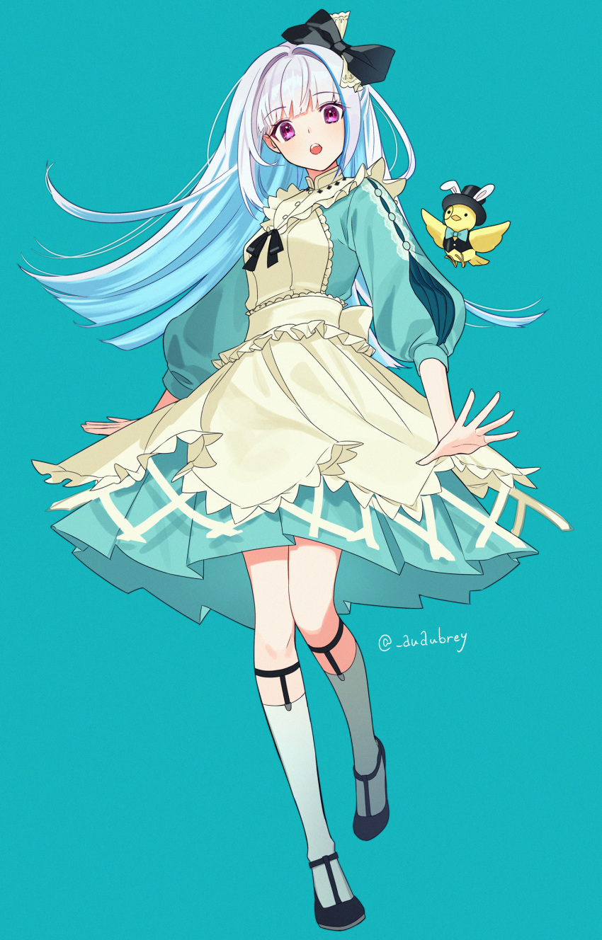 1girl, :o, absurdres, alice_(alice_in_wonderland), alice_(alice_in_wonderland)_(cosplay), alice_in_wonderland, alternate_costume, animal