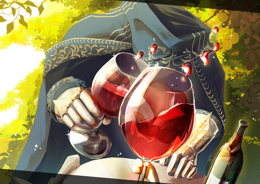 2boys, a_knight_(reverse:1999), absurdres, alcohol, apple, apple_(reverse:1999), black_bow, black_bowtie