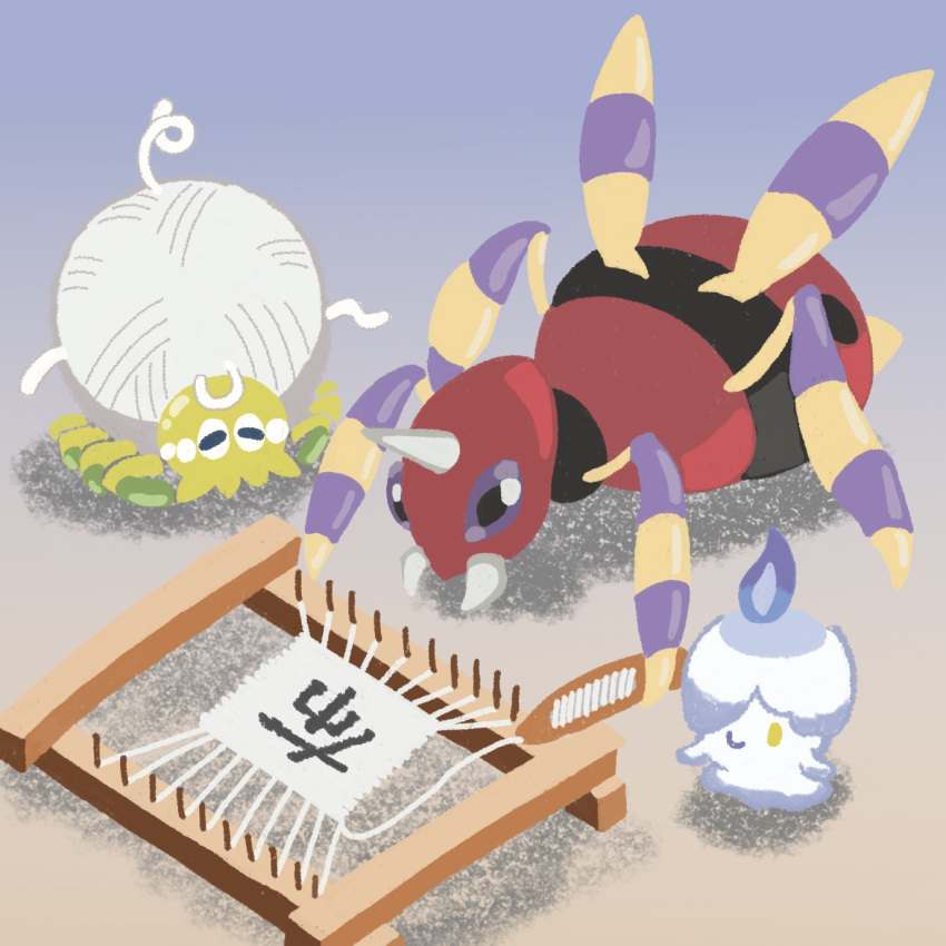 animal_focus, ariados, full_body, highres, litwick, loom, micro_tsubuya, no_humans