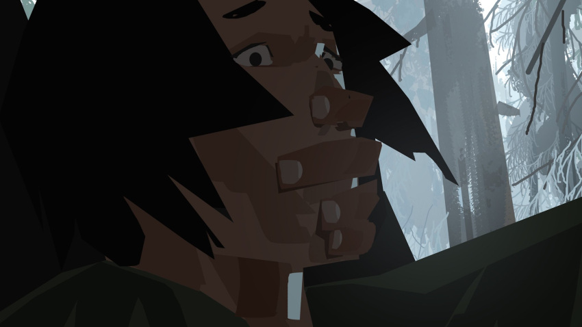 1boy, 1other, blue_eye_samurai, commentary, concept_art, covered_mouth, english_commentary, grabbing_another's_face