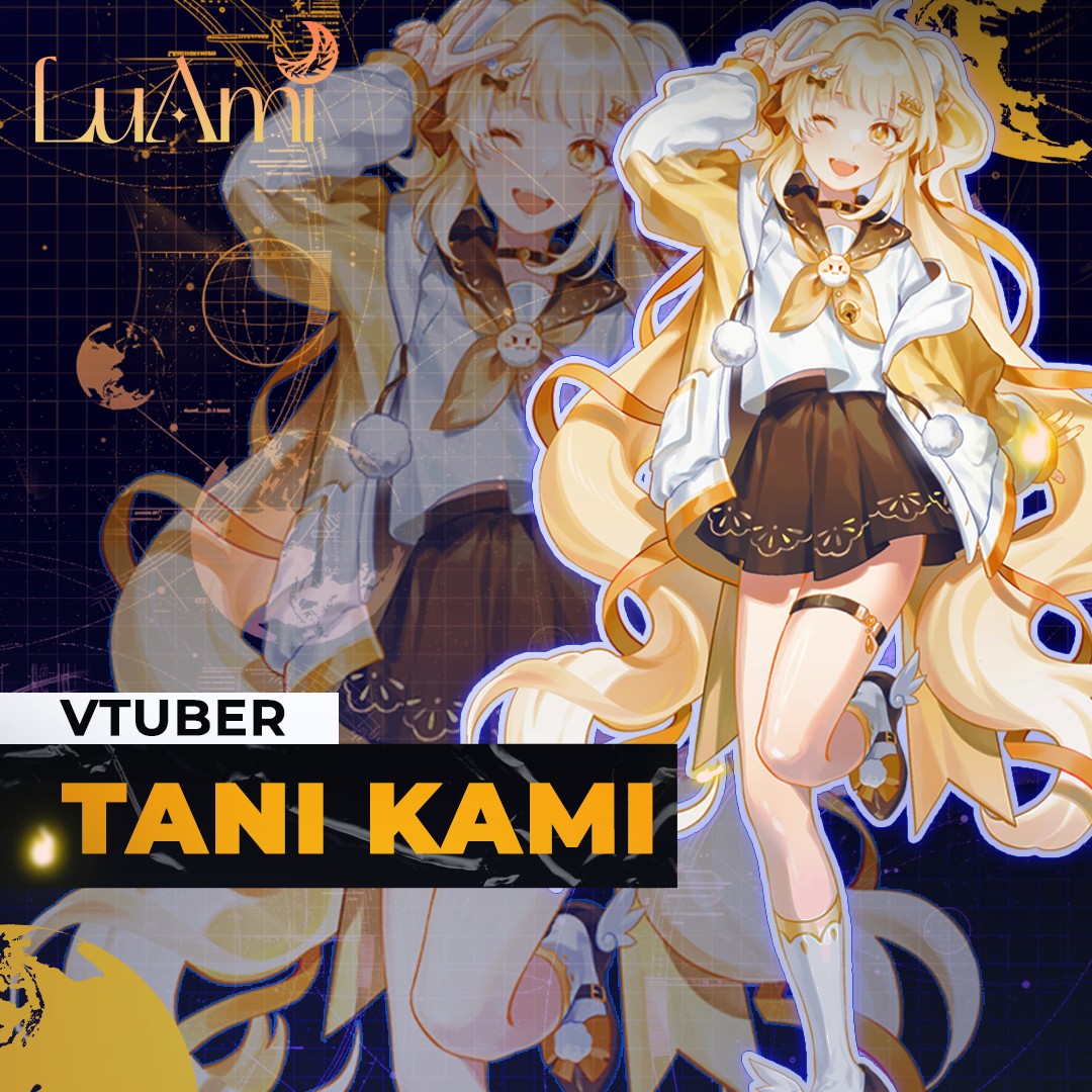 blonde_hair, brown_sailor_collar, brown_skirt, jacket, long_hair, luami_media, one_eye_closed, open_mouth