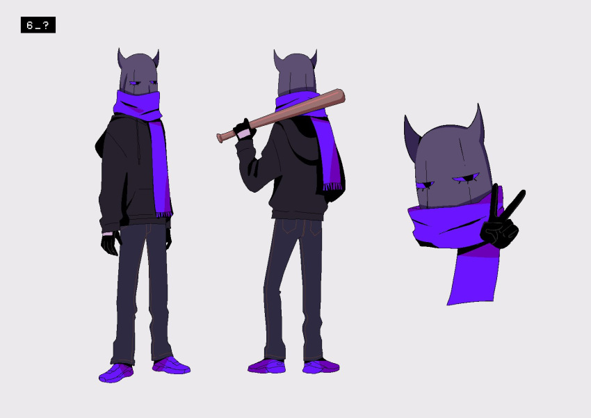 ?, anime_coloring, arms_at_sides, baseball_bat, black_gloves, black_hood, black_hoodie, black_outline