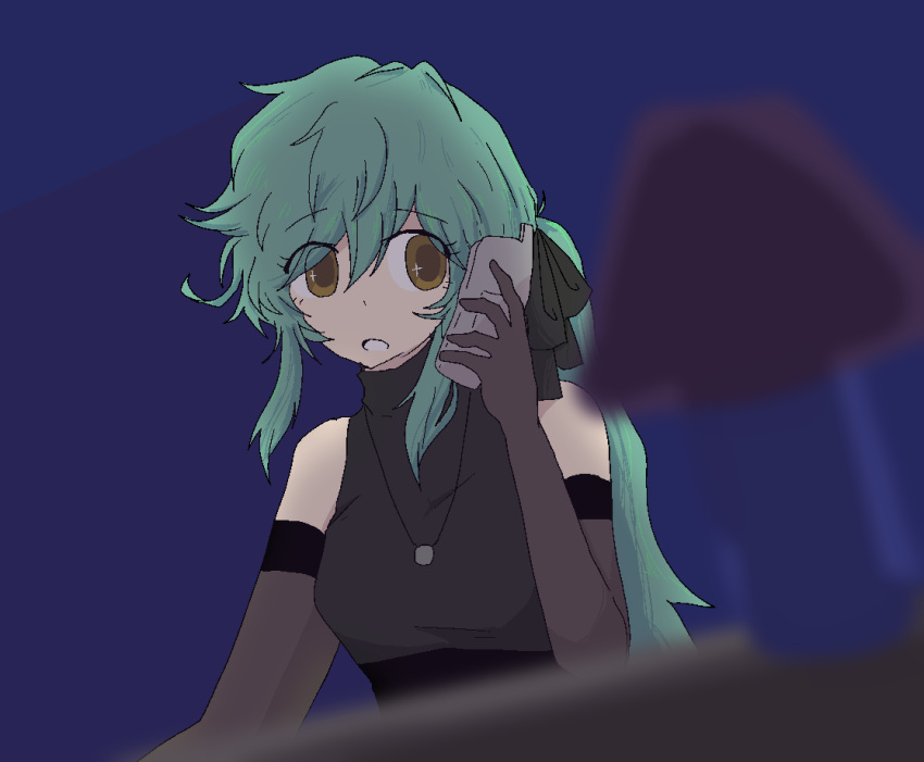 1girl, aged_down, bare_shoulders, brown_eyes, cellphone, dress, elbow_gloves, emma_hawkins