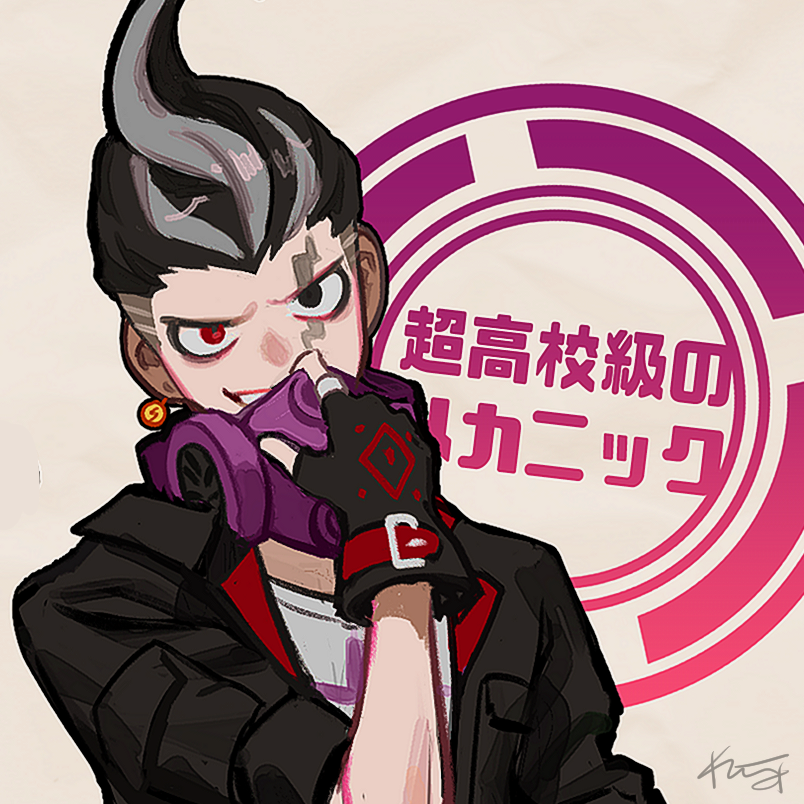 1boy, arm_up, belt, belt_buckle, black_coat, black_hair, buckle, coat