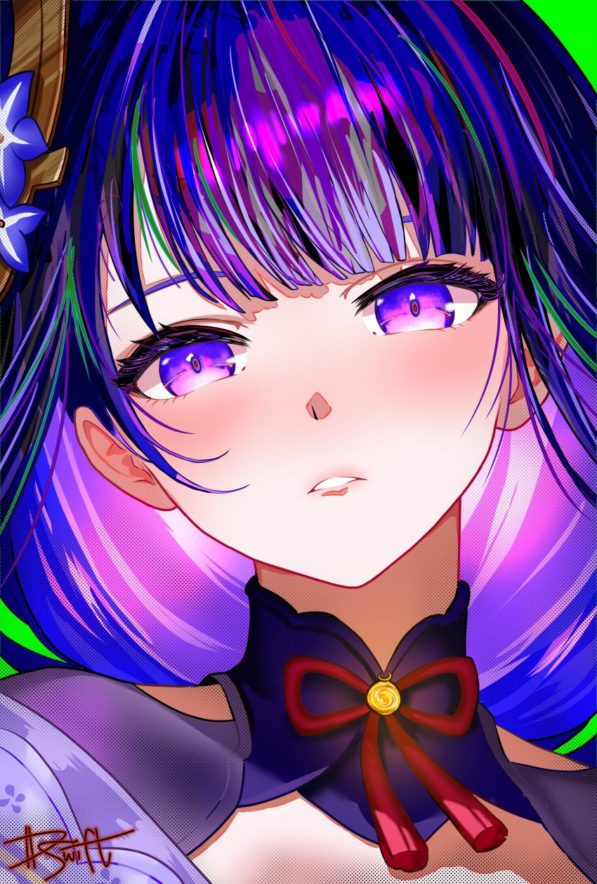 1girl, absurdres, blush, dfswift, flower, genshin_impact, hair_ornament, highres