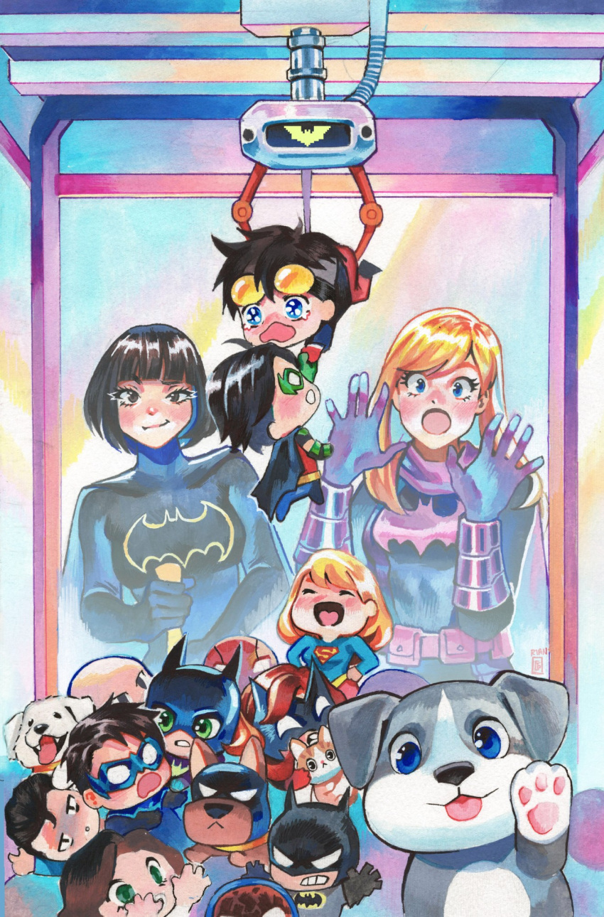 2girls, :<, ace_the_bat-hound, artist_name, barbara_gordon, batgirl, batgirls, batman