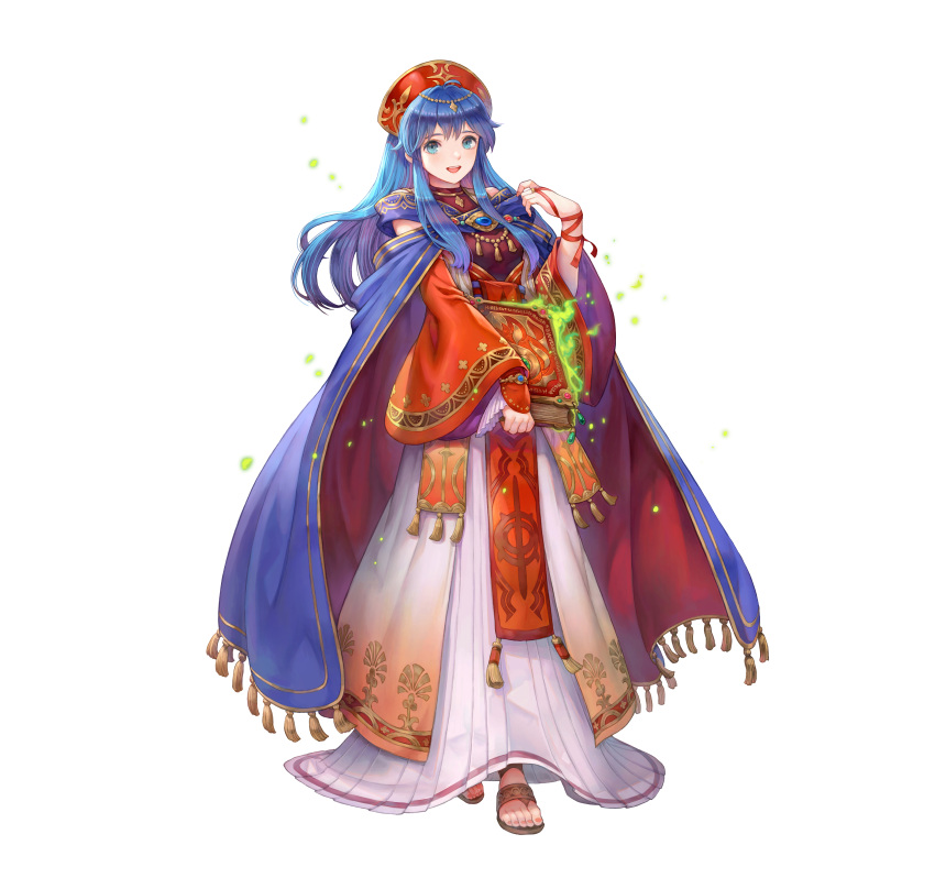 1girl, absurdres, blue_eyes, blue_hair, book, cape, detached_sleeves, dress
