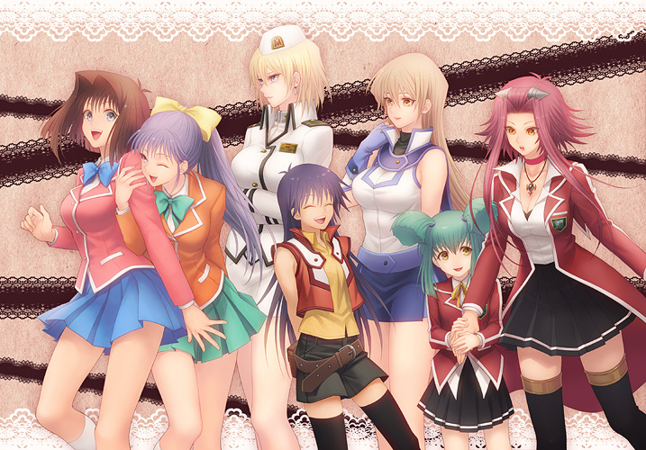 6+girls, :d, :o, ;d, ^_^, age_difference, akiza_izinski, aqua_hair