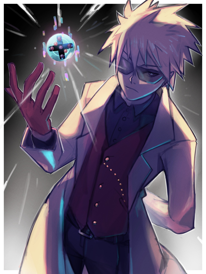 1boy, absurdres, arupg, black_shirt, border, coat, cool_boy_(digimon), cowboy_shot