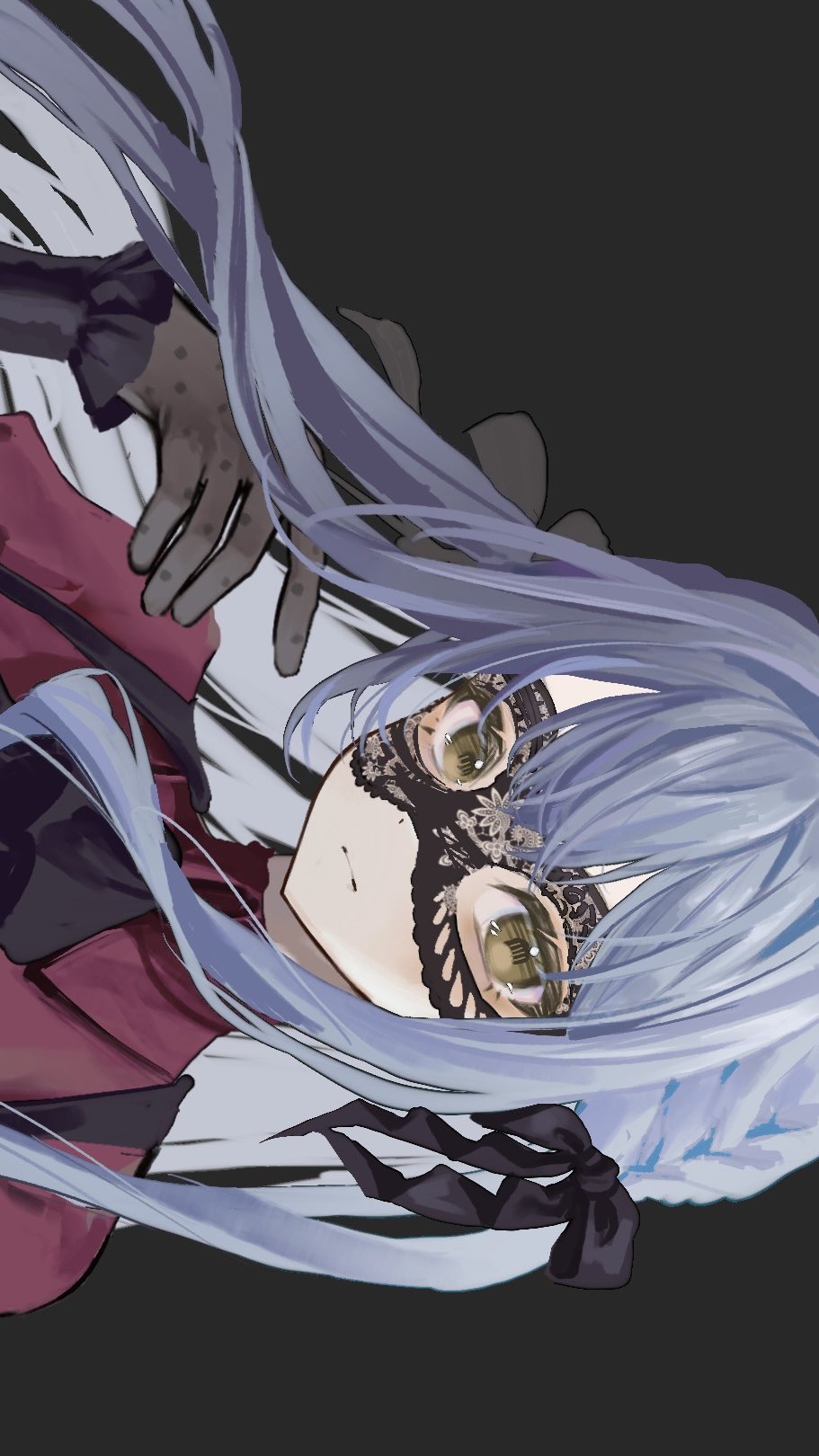 1girl, ascot, bang_dream!, bang_dream!_it's_mygo!!!!!, black_ascot, black_gloves, black_mask, black_ribbon