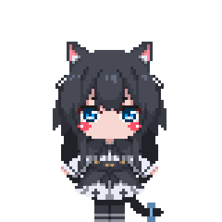 animal_ears, animated, animated_gif, black_footwear, black_hair, blue_eyes, blush_stickers, cat_ears