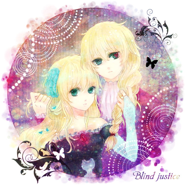 blonde_hair, green_eyes, heterochromia, kingyo428, matin_catorce, nox_catorce, zektbach