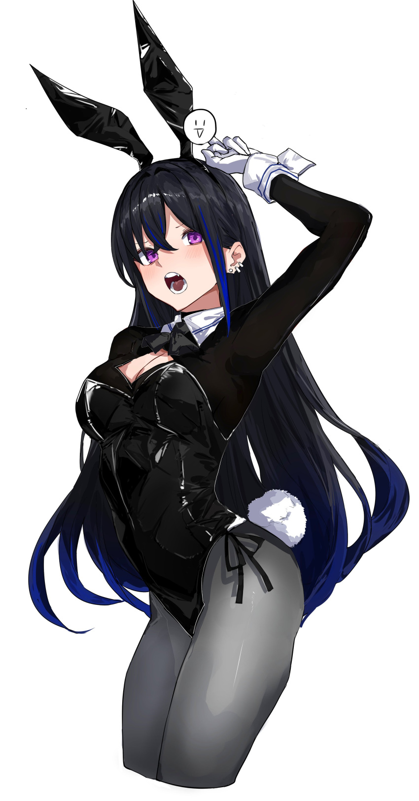 absurdres, black_hair, highres, male_playboy_bunny, maya_fa, original, pantyhose, playboy_bunny
