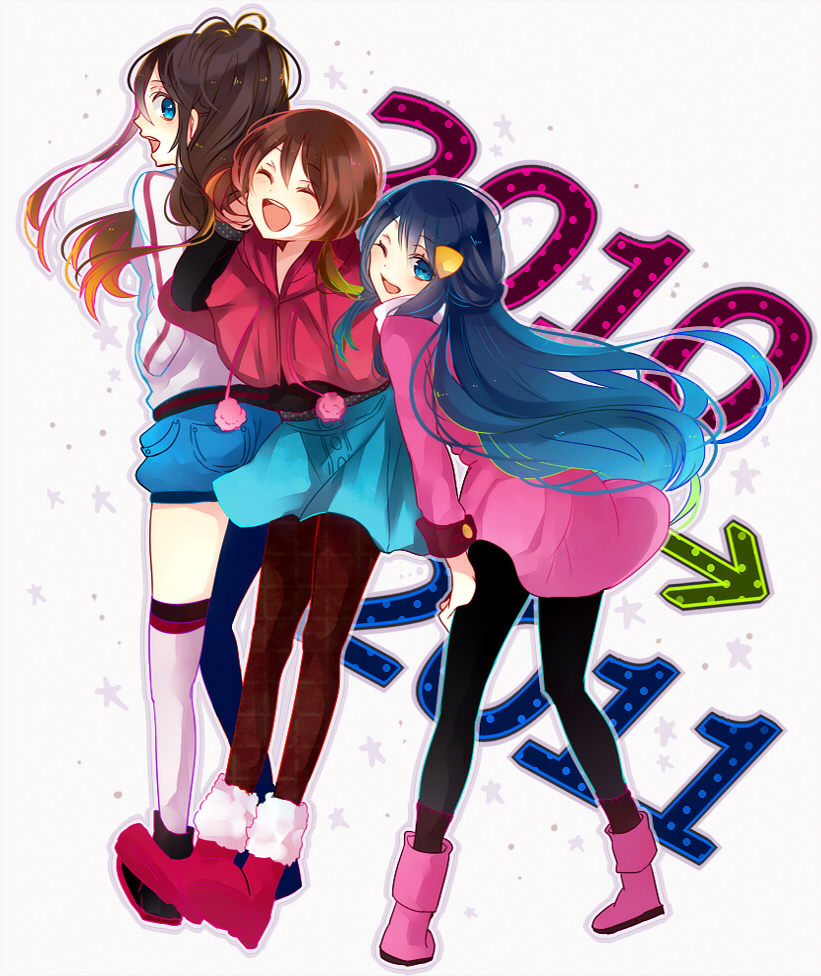 2011, 3girls, bad_id, black_legwear, chidori_(@rom), costume, fashion, haruka_(pokemon)