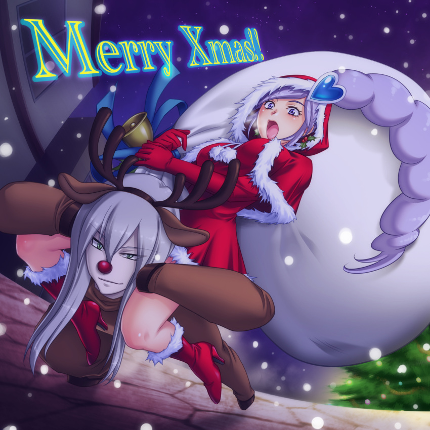 bell, blush, christmas, crossover, cure_berry, fisheye, fresh_precure!, fresh_pretty_cure!