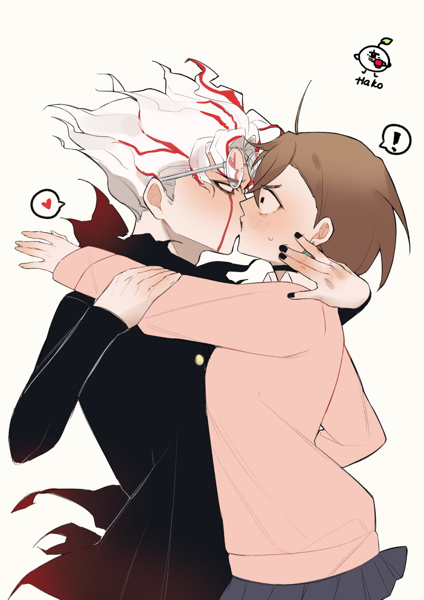 1boy, 1girl, absurdres, alternate_form, ayase_momo, blush, brown_hair, couple