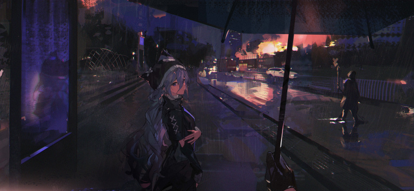 1girl, absurdres, black_dress, black_gloves, black_hat, chinese_commentary, closed_mouth, commentary_request