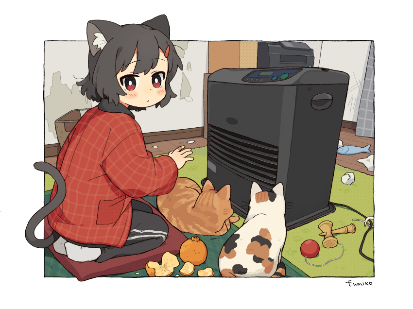 156m, 1girl, absurdres, animal_ears, bandaid, bandaid_on_hand, black_hair, black_pants