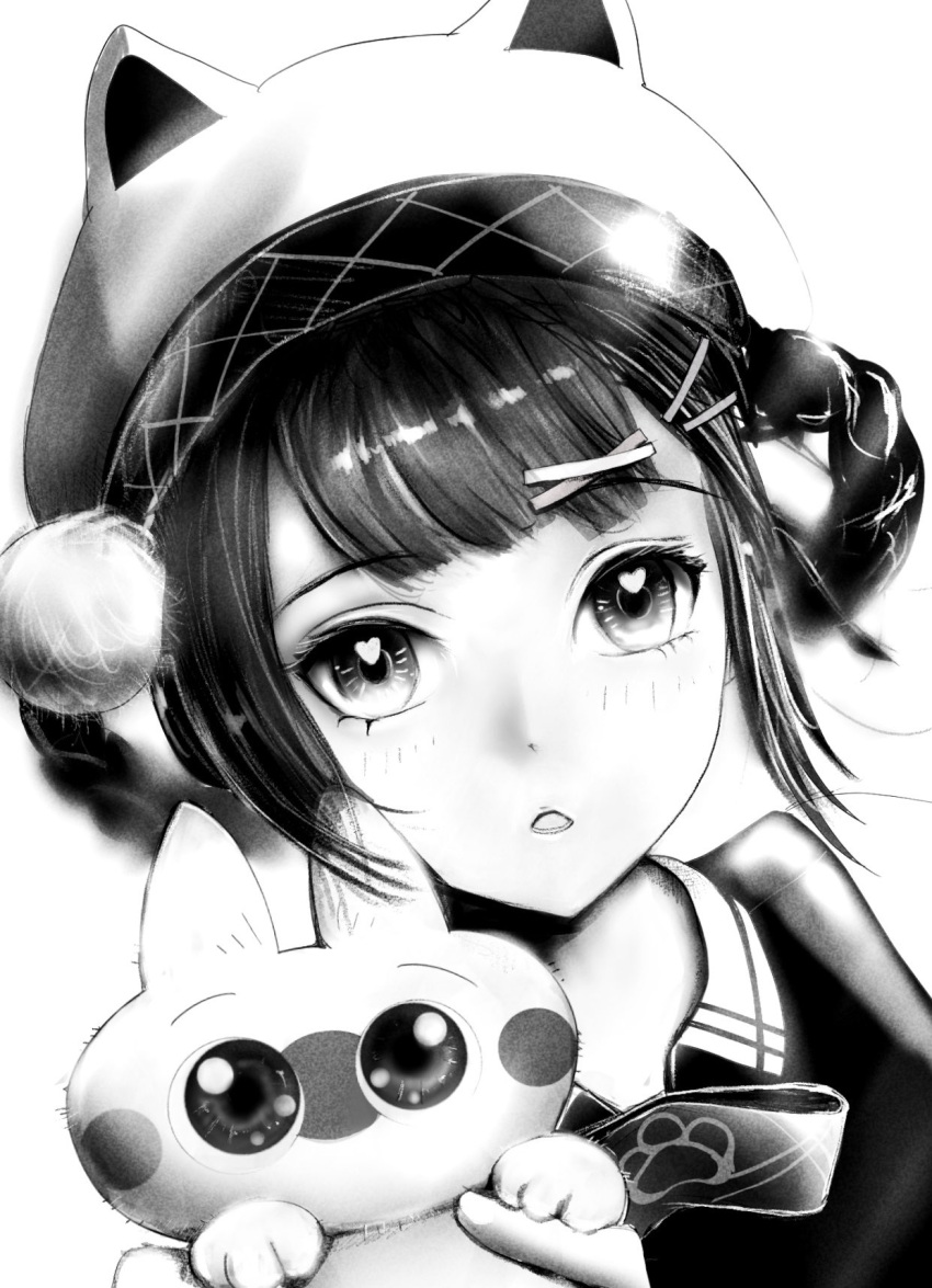 1girl, 1other, animal_ear_headwear, animal_ears, azukisan, bambinata_(pgr), braid, braided_hair_rings