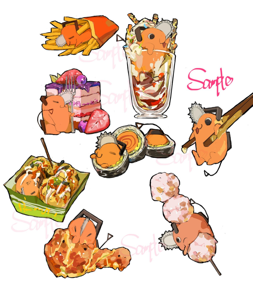 blueberry, chainsaw, chainsaw_man, cheng10500, chicken_(food), chopsticks, commentary, cup