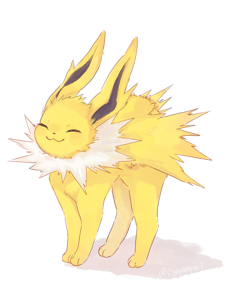 animal_focus, closed_eyes, closed_mouth, jolteon, no_humans, oinyanyari, pokemon, pokemon_(creature)