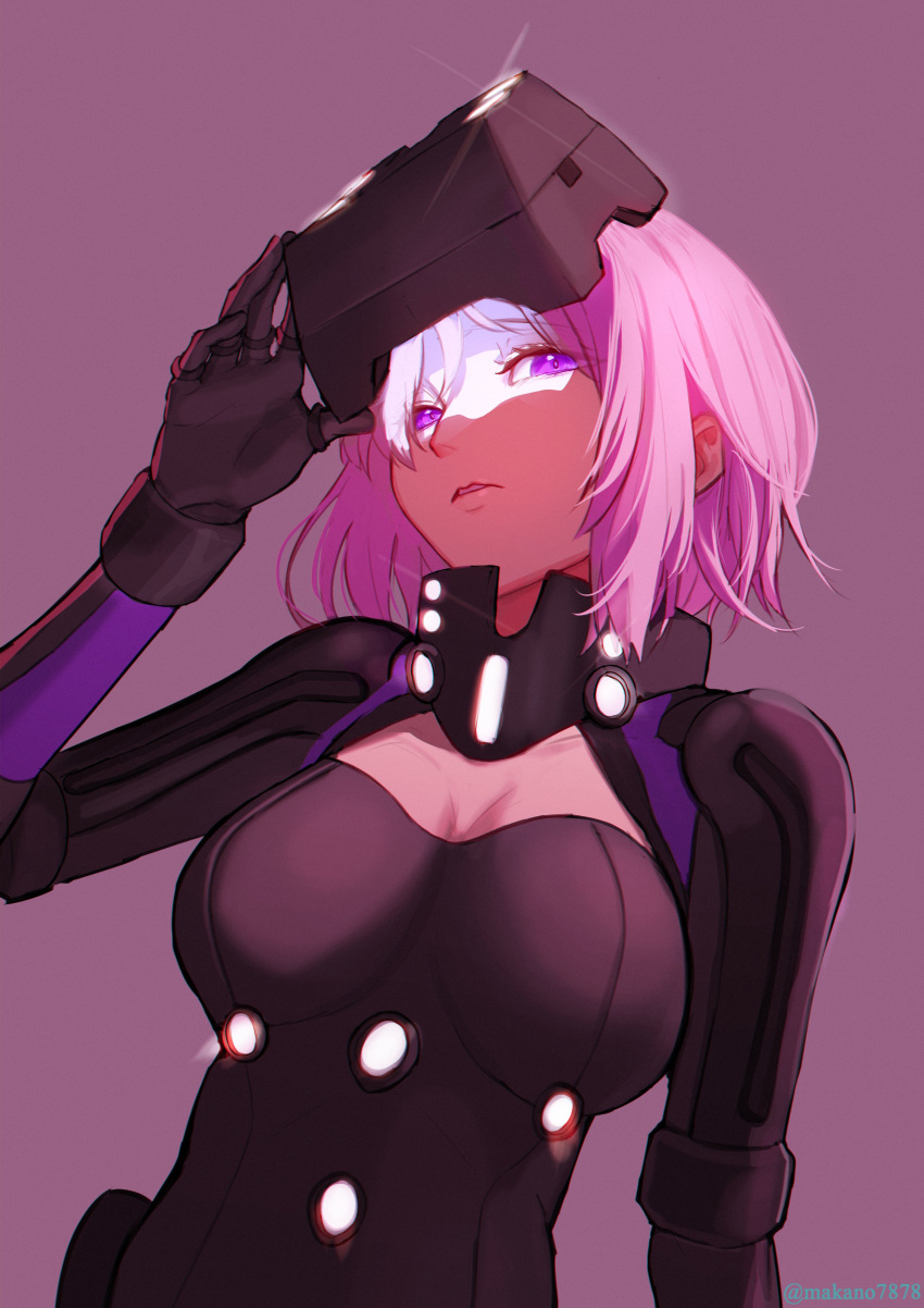 1girl, absurdres, armored_gloves, armored_leotard, black_gloves, breasts, collared_leotard, fate/grand_order