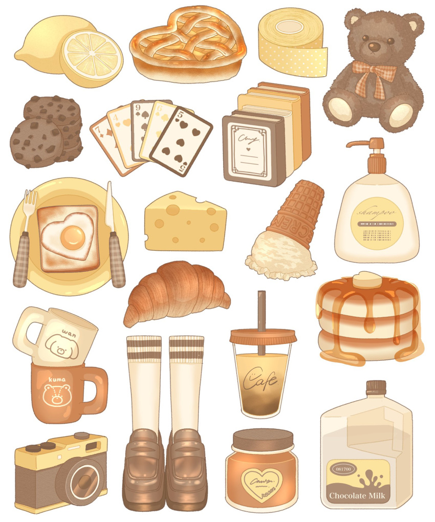 animal_print, bear_print, book, bow, bread, bread_slice, brown_theme, butter