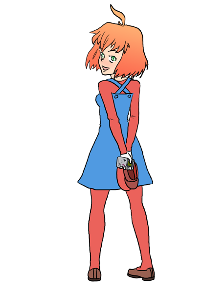 game_boy, green_eyes, mario, momo-tan, orange_hair, radio_momoiro, rd, short_hair