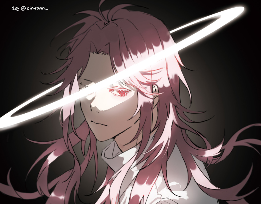 1boy, absurdres, black_background, closed_mouth, colored_eyelashes, commentary_request, curtained_hair, eyelashes