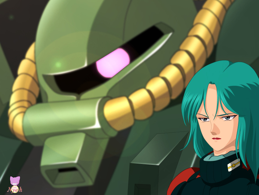1girl, absurdres, aqua_hair, blue_eyes, blurry, blurry_background, cable, commentary_request