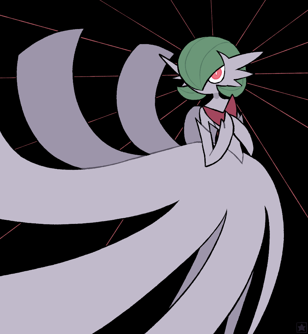 black_background, bob_cut, colored_skin, dress, elbow_gloves, gardevoir, gloves, green_hair