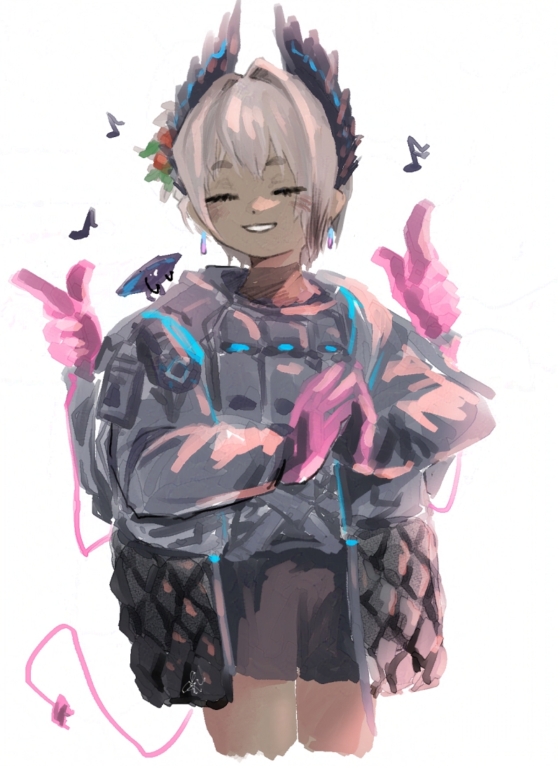 1girl, arknights, bbsbri_ml, bird_girl, black_feathers, blush, closed_eyes, commentary_request