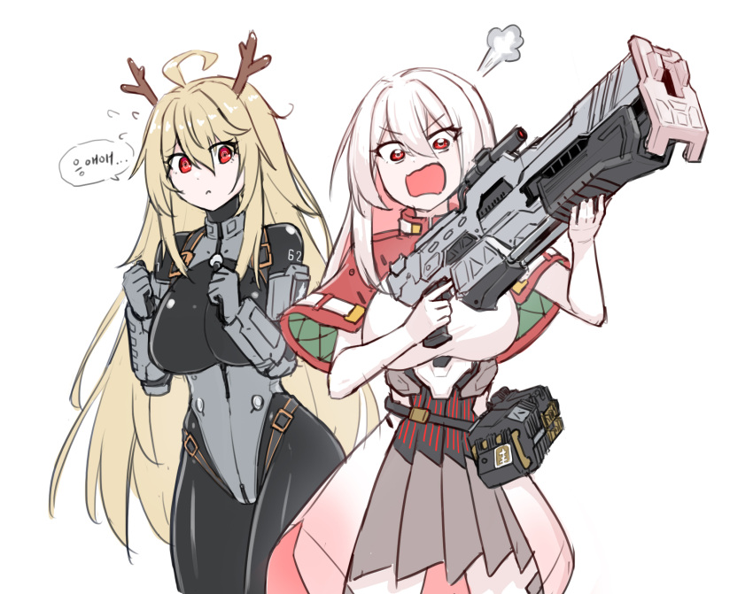 2girls, 621_(armored_core_6), ahoge, angry, antlers, armored_core, armored_core_vi:_fires_of_rubicon, ayre_(armored_core_6)