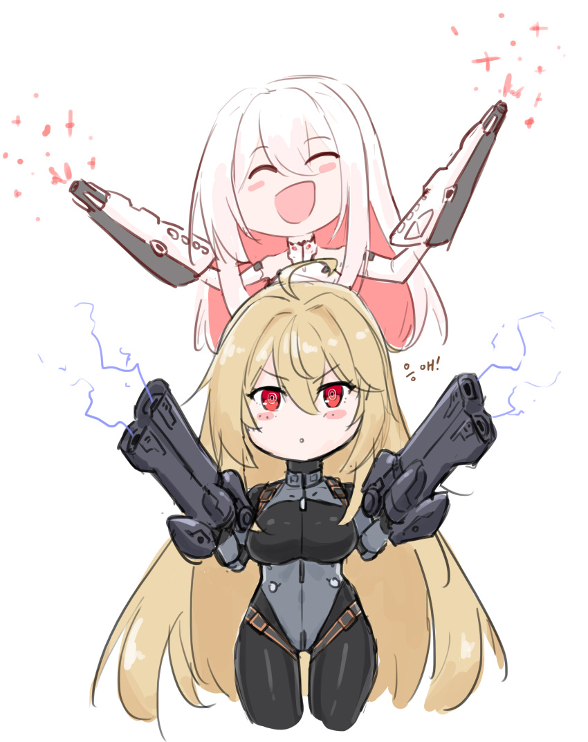 2girls, absurdres, ahoge, armored_core, armored_core_vi:_fires_of_rubicon, ayre_(armored_core_6), blonde_hair, blush