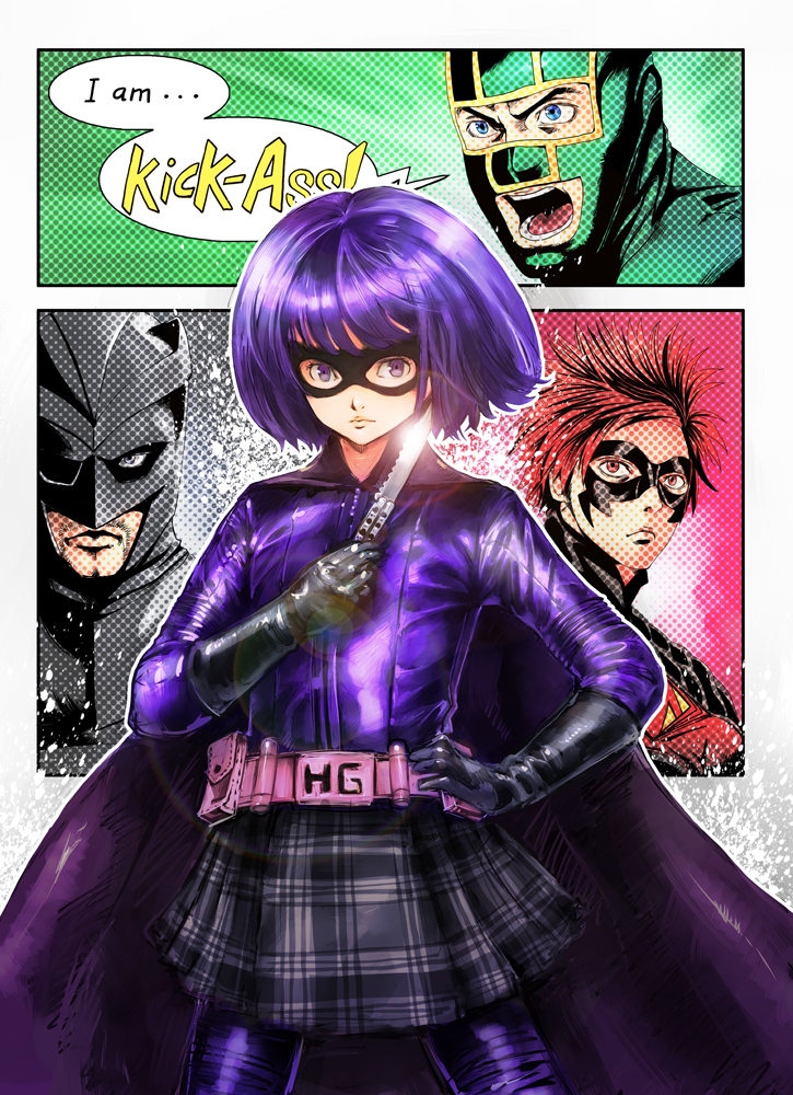 balisong, belt_pouch, big_daddy_(kick-ass), big_daddy_(kick_ass), blue_eyes, bob_cut, boyaking, cape