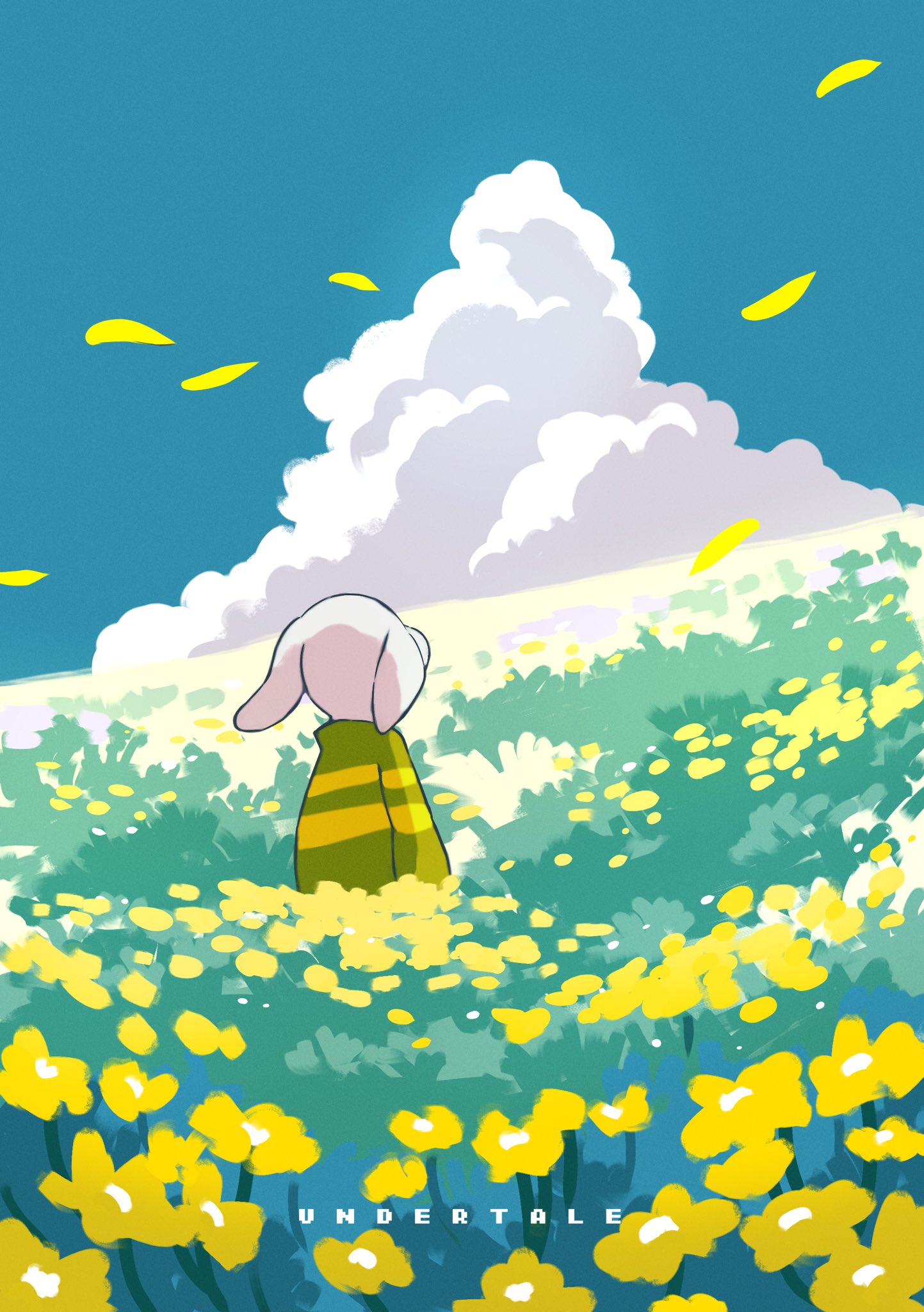1boy, 2024, 2d, anthro, asriel_dreemurr, clouds, copyright_name, day