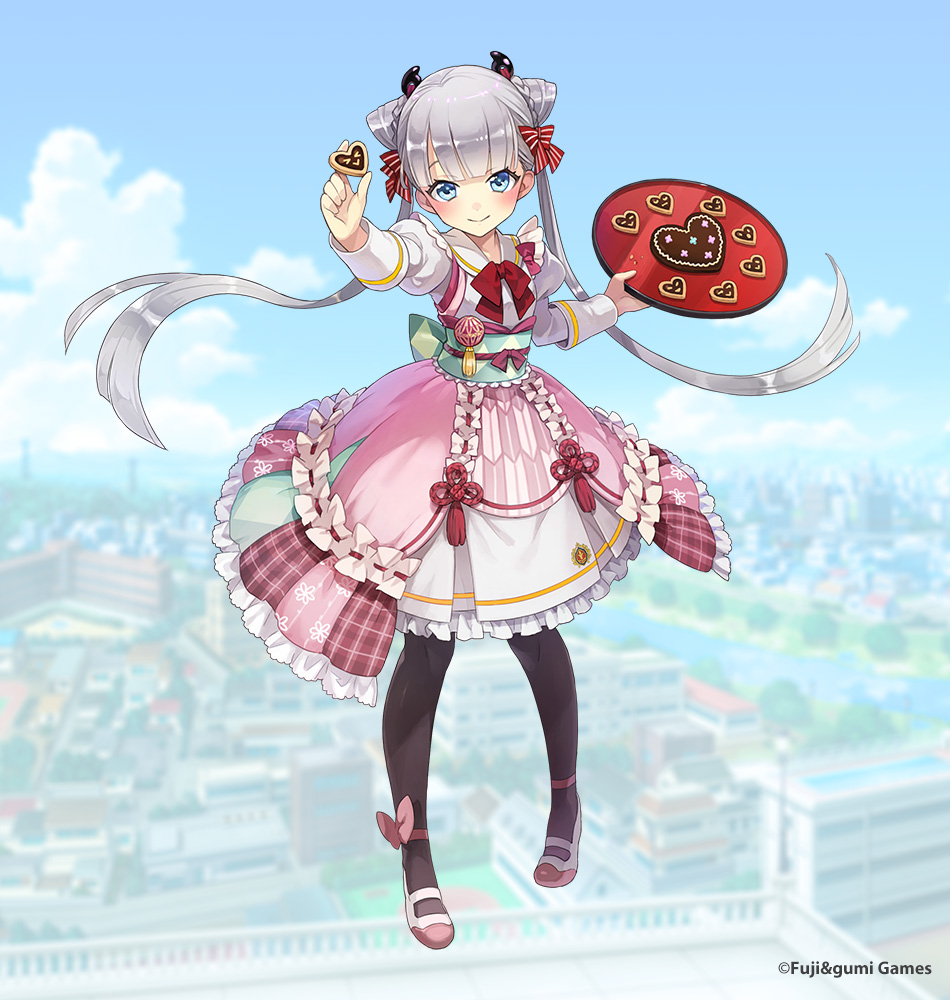 1girl, aqua_eyes, black_pantyhose, blue_sky, blurry, blurry_background, bow, bowtie
