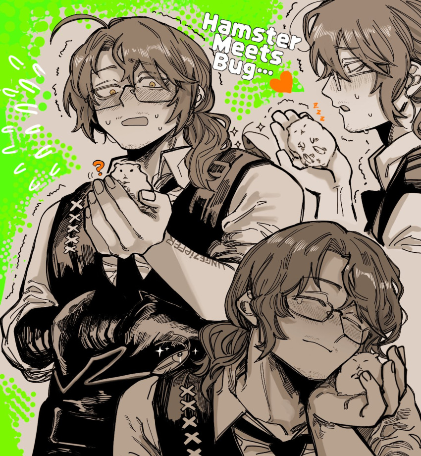 animal, animal_on_hand, arm_tattoo, arthropod_limbs, beard_stubble, blush, bug, cockroach